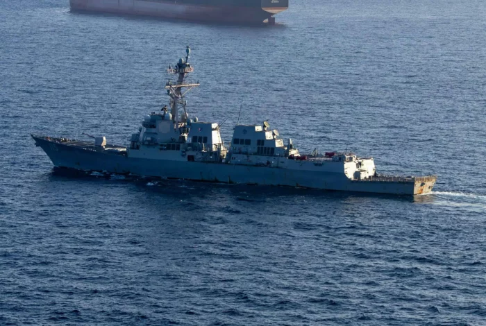 US Navy vessel patrolling near the Strait of Hormuz amid rising Iran tensions