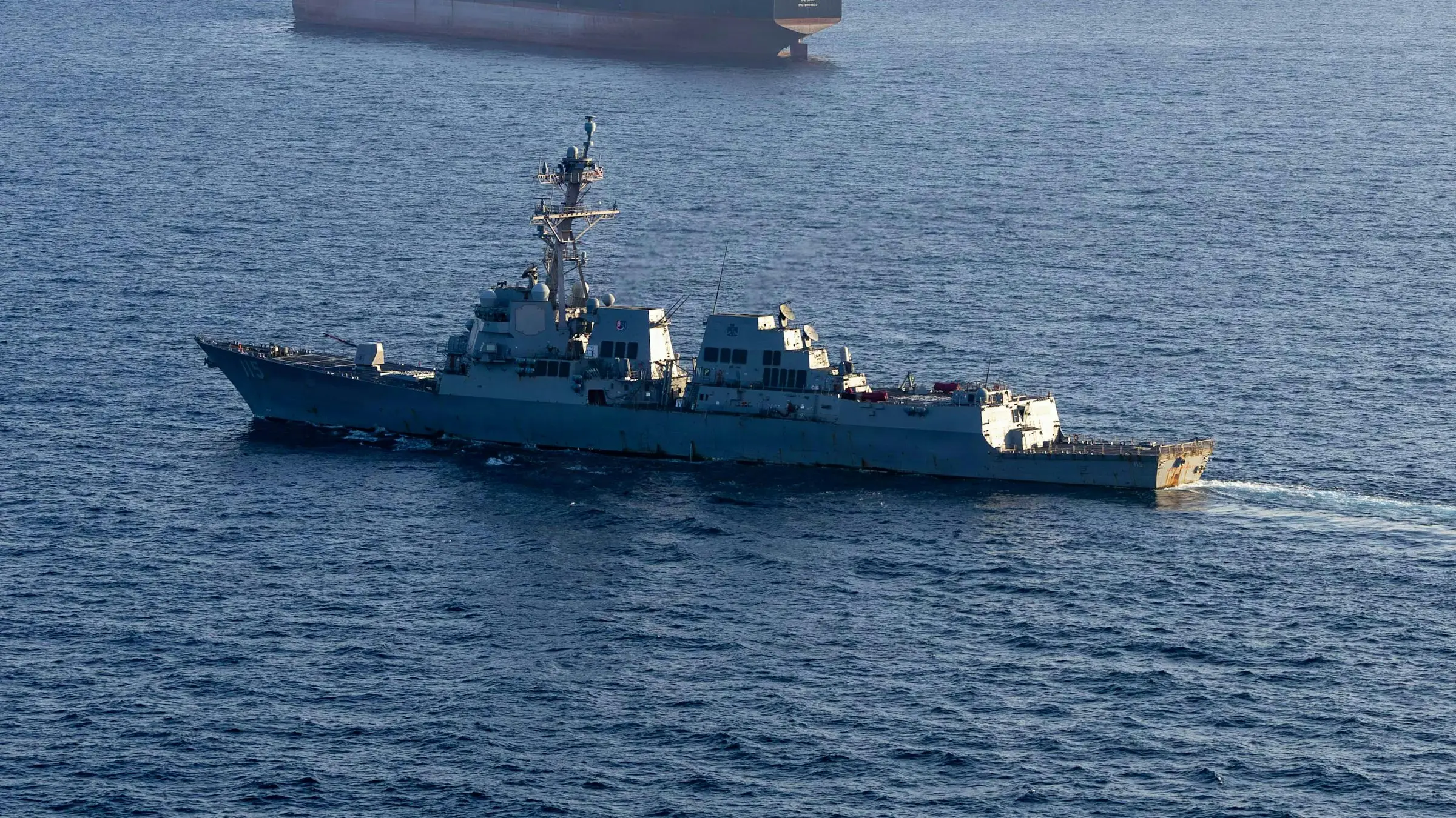 US Navy vessel patrolling near the Strait of Hormuz amid rising Iran tensions