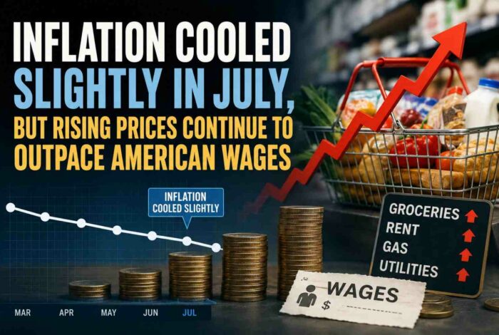 Shopper browsing grocery store produce aisle amid rising consumer prices.