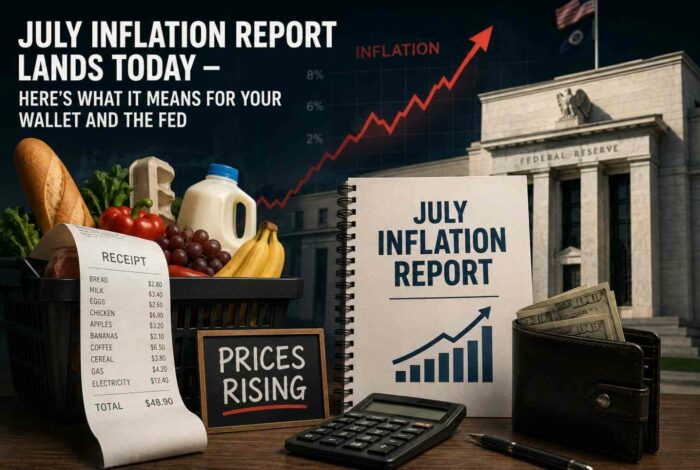 Grocery shopper checking prices as US inflation report is released