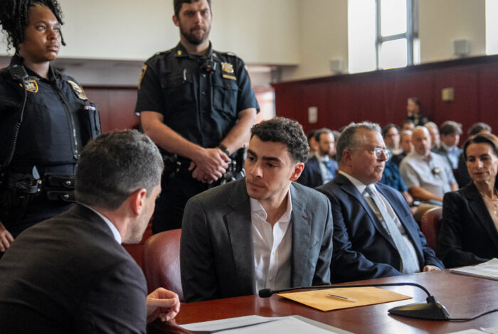 Luigi Mangione escorted into federal courthouse in Manhattan for a pretrial hearing.