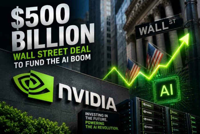 AI data center servers representing the company's new $500 billion infrastructure financing partnership.