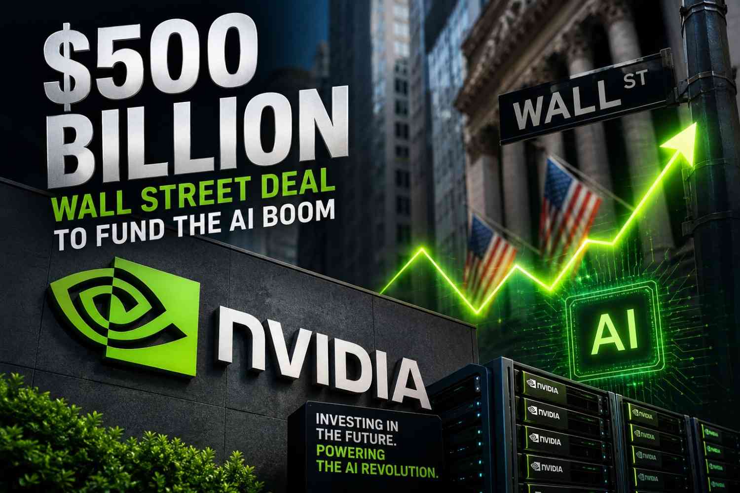 AI data center servers representing the company's new $500 billion infrastructure financing partnership.
