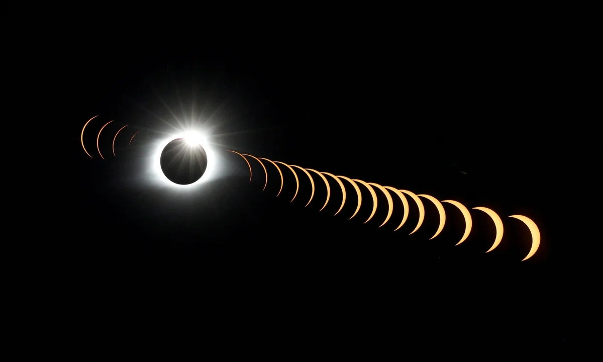 The Moon blocking the Sun during the total solar eclipse visible over the Northern Hemisphere on August 12, 2026.